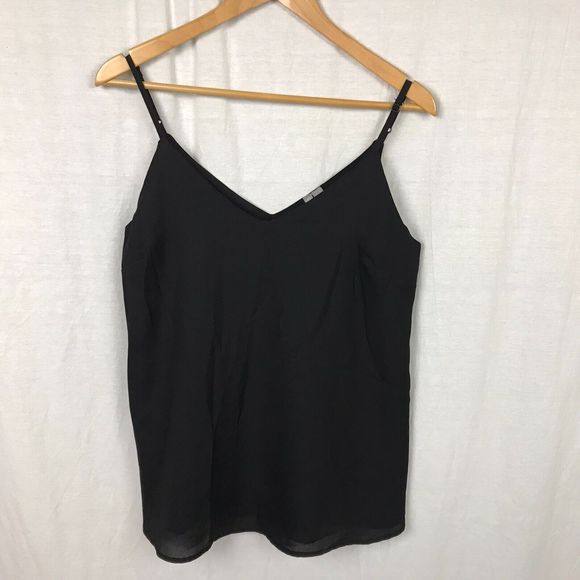 ASOS Women's Spaghetti Strap V Neck Cami Tank Top Solid Black Shirt Size 4 - Picture 1 of 5